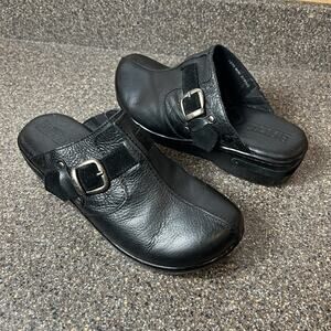 Born Shoes Comfort Casual Womens Sz 10 M Black Leather Chunky Clogs Slip On Mule